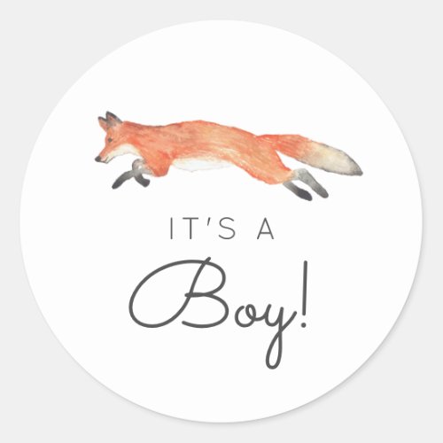 Winter Fox Baby Shower Classic Round Sticker