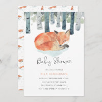 Winter Fox Baby Shower Invitation