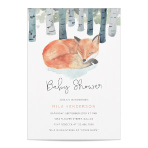 Winter Fox Baby Shower Invitation
