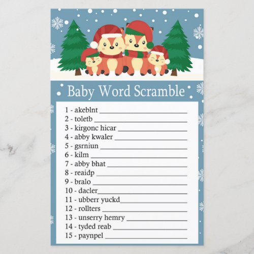 Winter fox Baby word scramble game