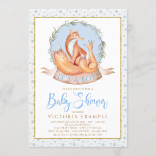 Winter Fox Boy Fall Winter Baby Shower Invitations