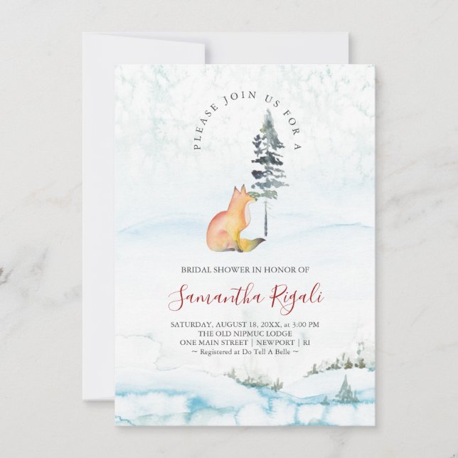Winter Fox Bridal Shower Invitations (Front)