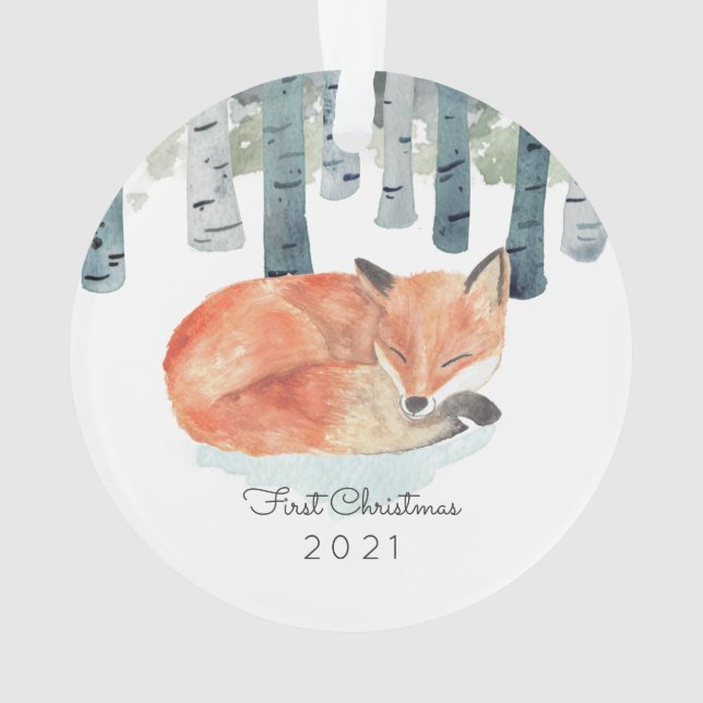 Winter Fox Ceramic Ornament (Back)