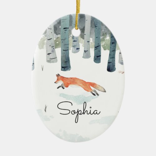 Winter Fox Ceramic Ornament