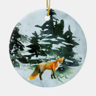 Winter Fox Ceramic Ornament