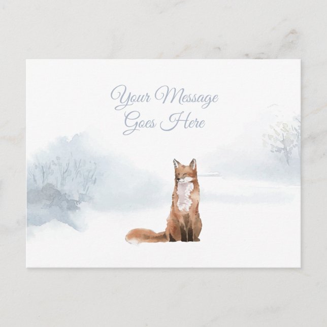 Winter Fox Christmas Holidays Elegant Simple Holiday Postcard (Front)