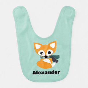 Winter Fox Cute Name Baby Bib