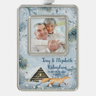 Winter Fox Grandparents Memorial Photo Christmas Christmas Ornament