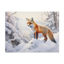 Winter Fox in the Woods