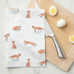 Winter Fox Kitchen Towel<br><div class="desc">Hand painted watercolor pattern designed by Shelby Allison featuring four different fox characters on a snowy white winter background.</div>