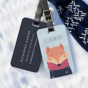 Winter Fox Personalized Bag Tag Sky