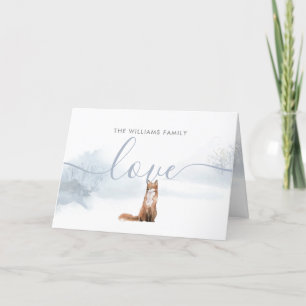 Winter Fox Script Love Family Name Christmas Holiday Card