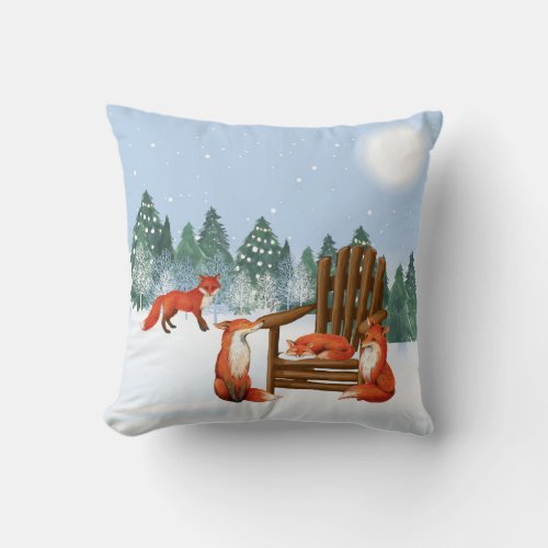 Winter Fox Throw pillow