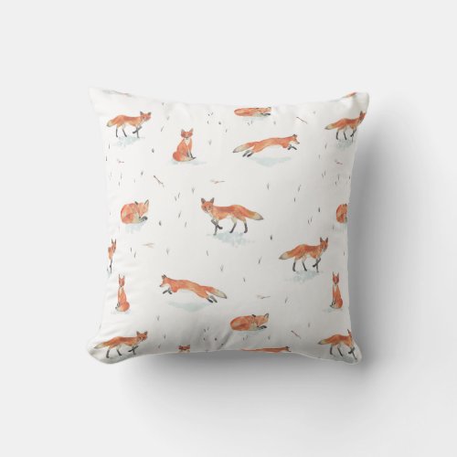 Winter Fox Throw Pillow