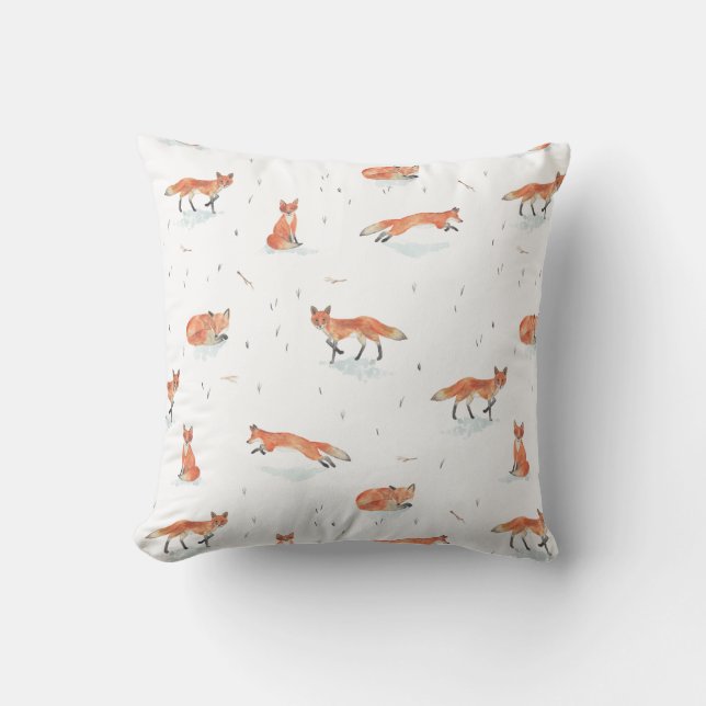 Winter Fox Throw Pillow (Front)