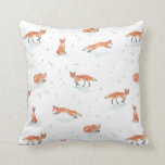 Winter Fox Throw Pillow<br><div class="desc">Hand painted watercolor pattern designed by Shelby Allison featuring four different fox characters on a snowy white winter background.</div>