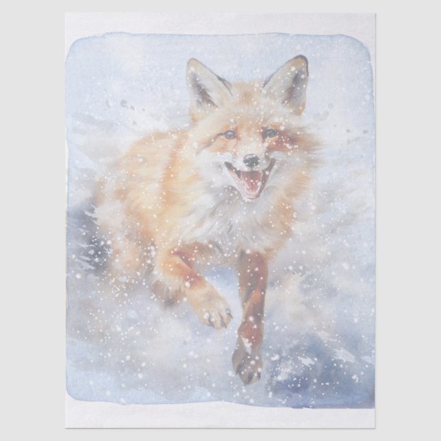 Winter Fox Watercolor Winter Magic Tissue Paper (Front)