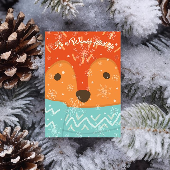 Winter Fox Wonder-Filled Life Funny Christmas Holiday Card (Creator Uploaded)