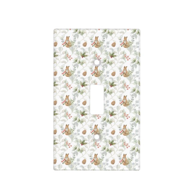 Winter Fox Woodland Forest Cute Light Switch Cover (Front)