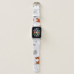 Winter Foxes Bunny Seamless Pattern Apple Watch Band