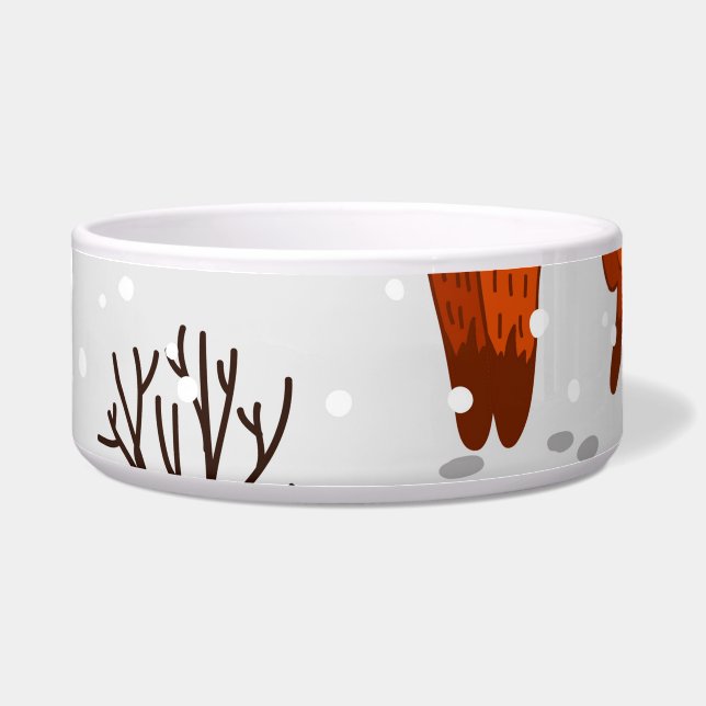Winter Foxes Bunny Seamless Pattern Bowl (Front)