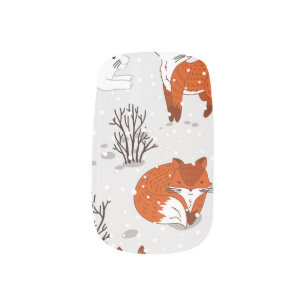 Winter Foxes Bunny Seamless Pattern Minx Nail Art
