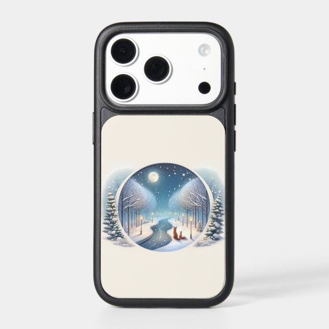 Winter Foxes by Moonlit Snowy River Otterbox iPhone Case (Back)