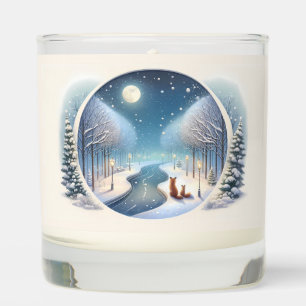 Winter Foxes by Moonlit Snowy River Scented Candle