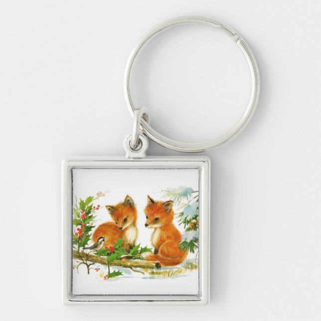 Winter Foxes Keychain (Front)