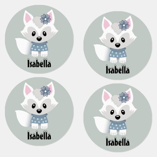 Winter Foxes Kids Labels