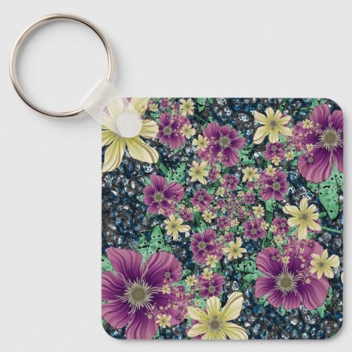 Winter Fractal Flowers Keychain