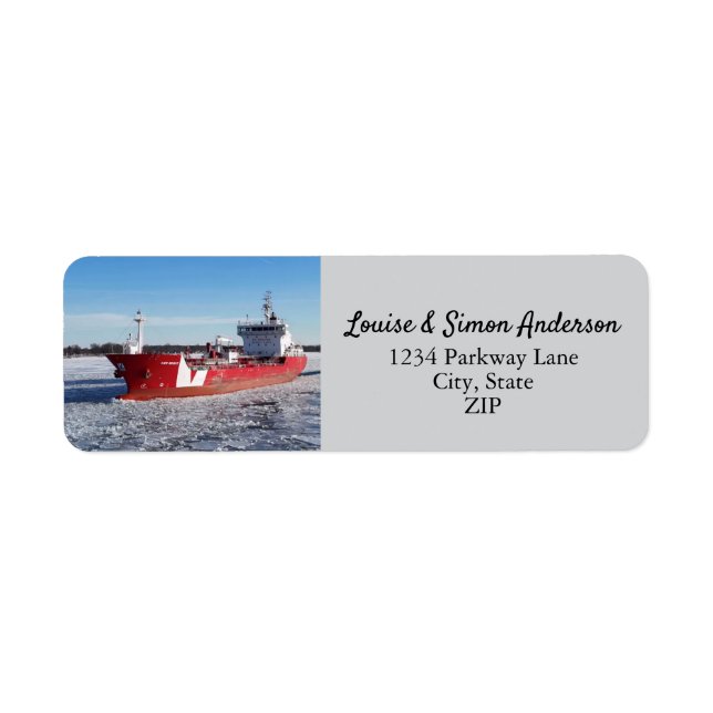 Winter Freighter Iver Bright Great Lakes Address Label (Front)