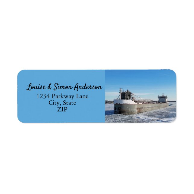 Winter Freighter Manitoulin Great Lakes Address Label (Front)