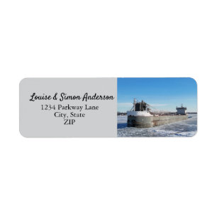 Winter Freighter Manitoulin Great Lakes Address Label