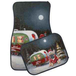 Winter French Bulldog Caravan Christmas Adventure Car Floor Mat
