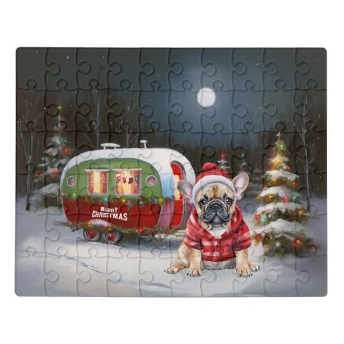 Winter French Bulldog Caravan Christmas Adventure  Jigsaw Puzzle