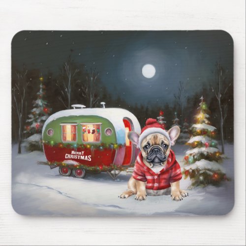 Winter French Bulldog Caravan Christmas Adventure  Mouse Pad