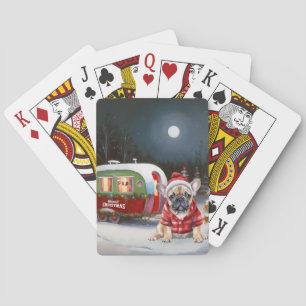Winter French Bulldog Caravan Christmas Adventure Poker Cards