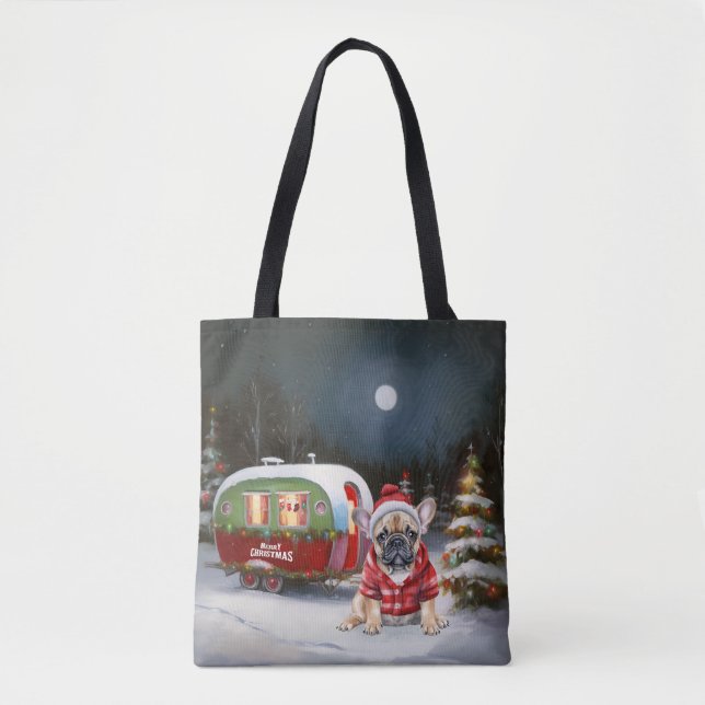 Winter French Bulldog Caravan Christmas Adventure  Tote Bag (Front)