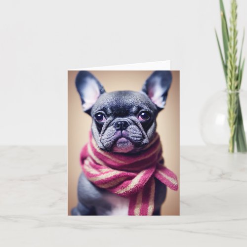 Winter French Bulldog Puppy Greeting Card