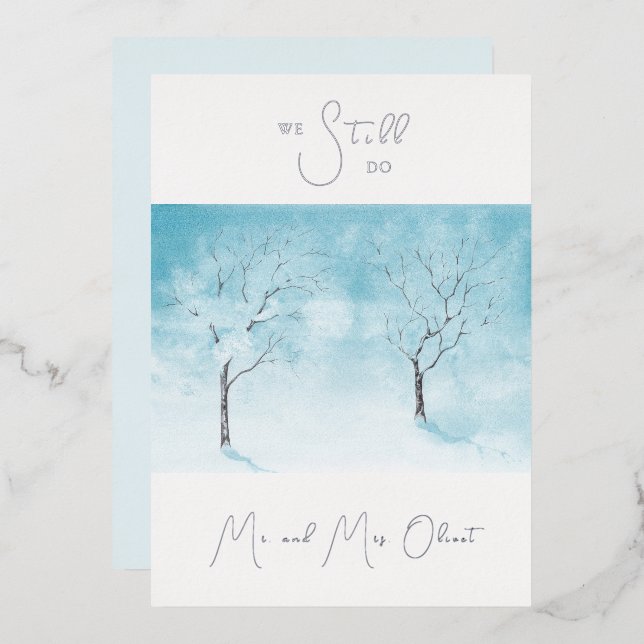 Winter Freshness Vow Renewal 25 years Silver Foil Invitation (Front/Back)