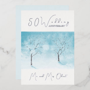 Winter Freshness Wedding Anniversary 50 Years Foil Invitation