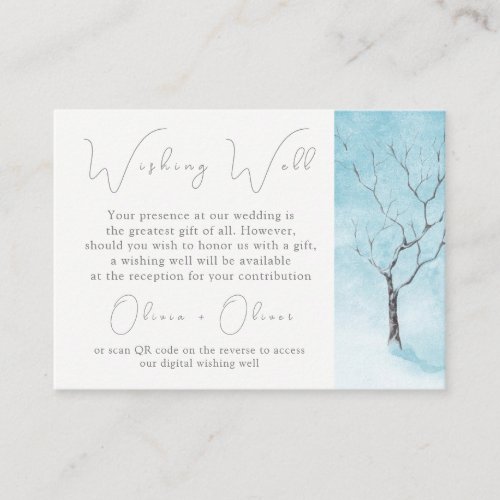 Winter Freshness Wedding Wishing Well QR Code Enclosure Card