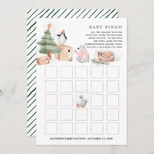 Winter Friends  Christmas Baby Shower Bingo Invitation