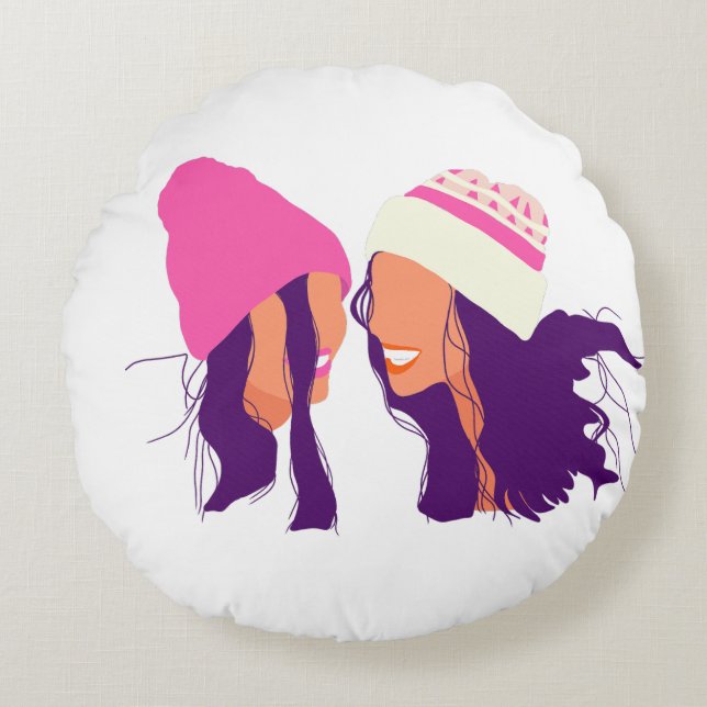 Winter Friends • Christmas Round Pillow (Front)