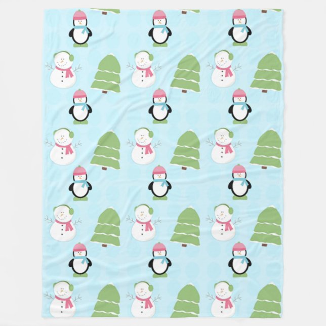 Winter Friends Fleece Blanket (Front)
