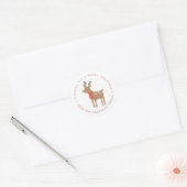 Winter Friends | Reindeer Holiday Classic Round Sticker (Envelope)