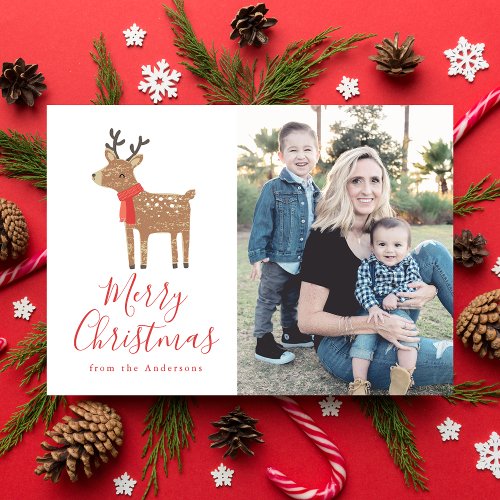 Winter Friends  Reindeer Holiday Photo Card