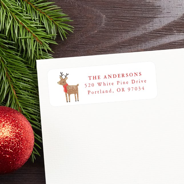 Winter Friends Reindeer Holiday Return Address Label (Creator Uploaded)