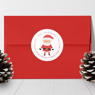 Winter Friends Santa Claus Holiday Return Address Classic Round Sticker